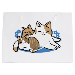 Grand Sac Cadeau Laze Furr Days - Cute Lazy Cats Design