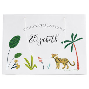Grand Sac Cadeau Le Baby shower de la jungle luxuriante