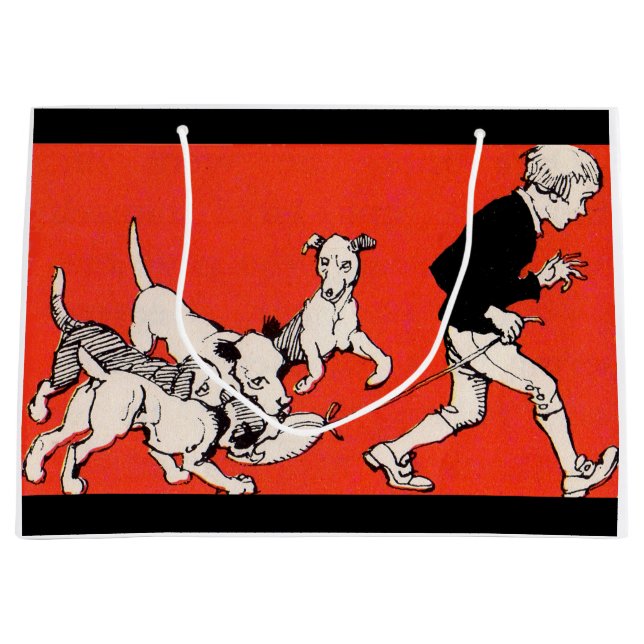 Grand Sac Cadeau le chien marcheur (Devant)