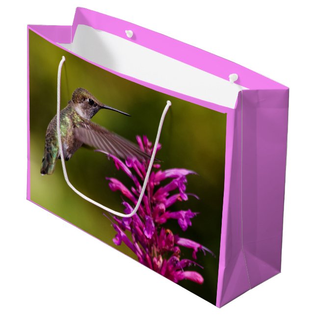 Grand Sac Cadeau Le colibri d'Anna Hovering devant Anise Hyssop (Devant Angle)