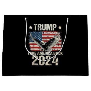 Grand Sac Cadeau Le drapeau de Trump 2024 reprend l'Amérique hommes
