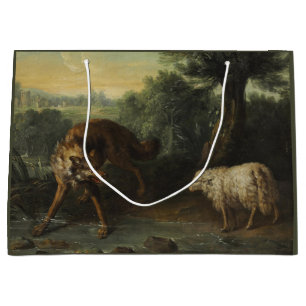 Grand Sac Cadeau Le loup et l'agneau (par Jean-Baptiste Oudry)
