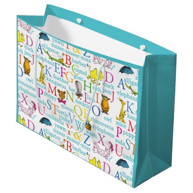 Grand Sac Cadeau Le Motif ABC du Dr Seuss avec des mots (Devant Angle)