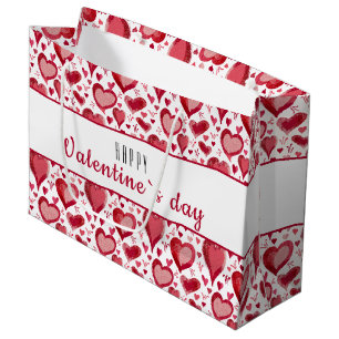Grand Sac Cadeau Le Motif du Coeur Rouge Bonne Saint Valentin