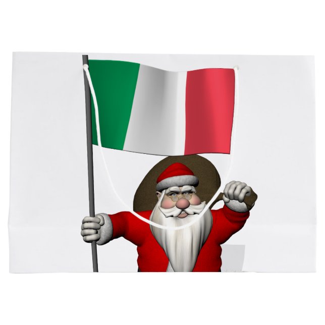 Grand Sac Cadeau Le Père Noël Avec L'Ensigne D'Italie (Dos)