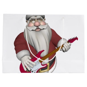 Grand Sac Cadeau Le père noël jouant la guitare électrique