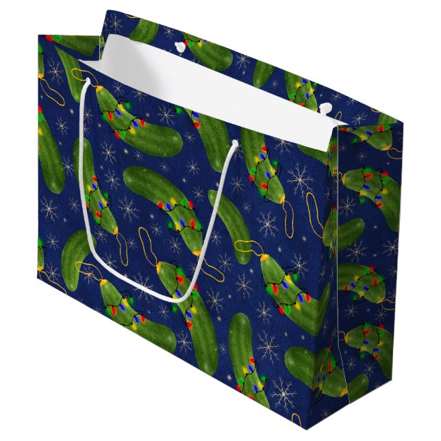 Grand Sac Cadeau Le pickle de Noël (Devant Angle)