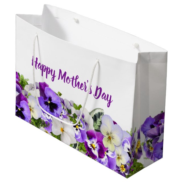 Grand Sac Cadeau Le pourpre fait sur commande fleurit le jour de (Devant Angle)