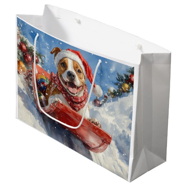 Grand Sac Cadeau Le Staffordshire américain à Noël doré (Devant Angle)