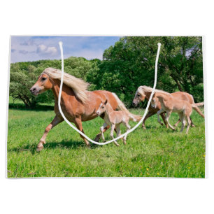 Grand Sac Cadeau Les chevaux de Haflinger avec les poulains mignons