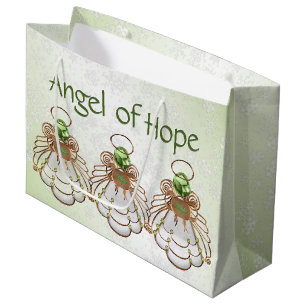 Grand Sac Cadeau Les flocons de neige de l'ange de Noël de l'espoi