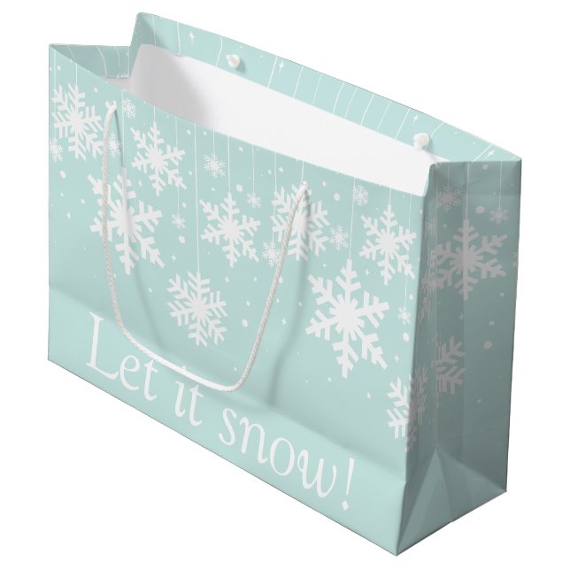 Grand Sac Cadeau Les flocons d'hiver laissent neiger (Devant Angle)