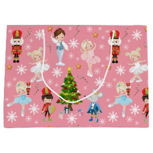 Grand Sac Cadeau Les personnages Casse-Noisette Pink hiver Noël
