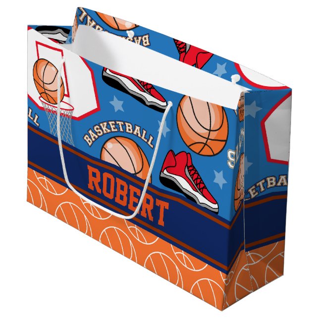 Grand Sac Cadeau Les SPORTS personnalisent le motif nommé (Devant Angle)