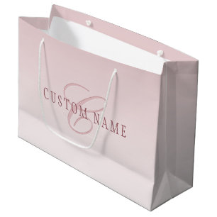 Grand Sac Cadeau Lettre élégante & monogramme   Rose ombré