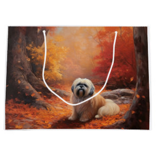 Grand Sac Cadeau Lhassa Apso à l'automne Leaves automne Inspire