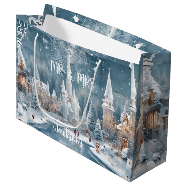 Grand Sac Cadeau L'hiver au pays des merveilles (Devant Angle)