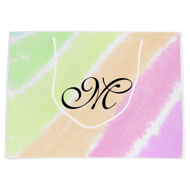 Grand Sac Cadeau Lignes d'aquarelle stripe arc-en-ciel ajouter votr (Devant)