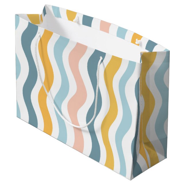 Grand Sac Cadeau Lignes ondulées pastel (Dos Angle)