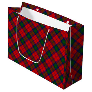 Grand Sac Cadeau Lindsay tartan rouge vert plaid