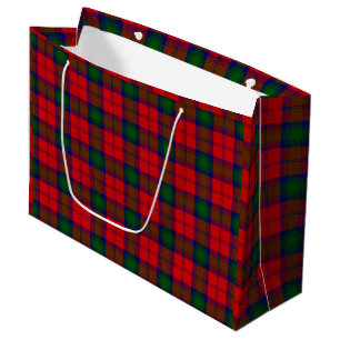 Grand Sac Cadeau Lindsay tartan rouge vert plaid