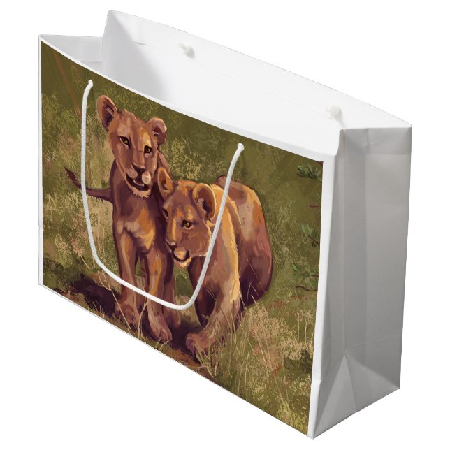 Grand Sac Cadeau Lion Cubs (Devant Angle)
