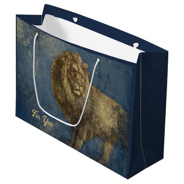 Grand Sac Cadeau Lion vintage (Devant Angle)