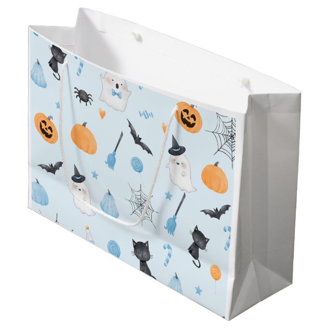 Grand Sac Cadeau Little Boo est presque dû bleu Halloween (Devant Angle)
