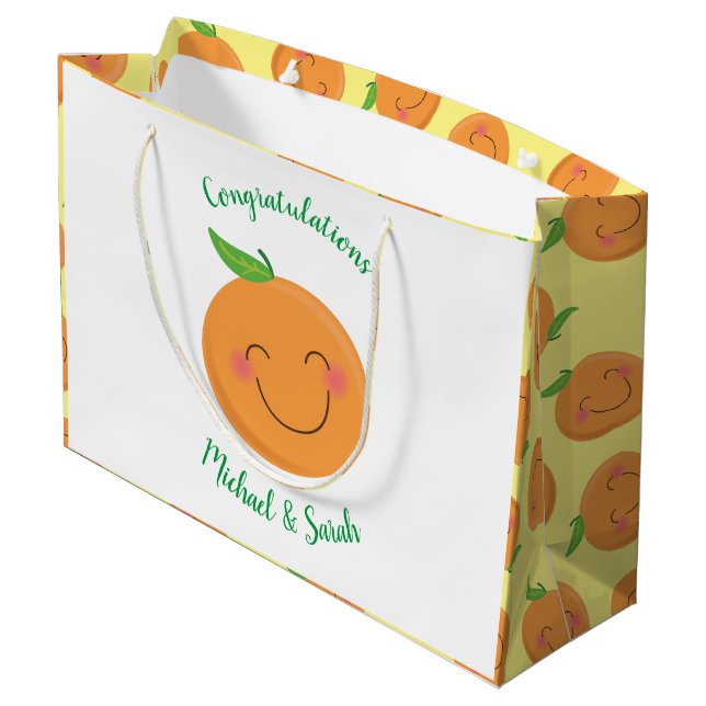 Grand Sac Cadeau Little Cutie Tangerine Baby shower Genre Neutre (Dos Angle)