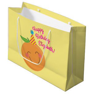 Grand Sac Cadeau Little Cutie Tangerine fête d'anniversaire