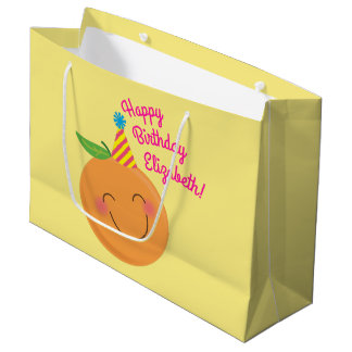 Grand Sac Cadeau Little Cutie Tangerine fête d'anniversaire