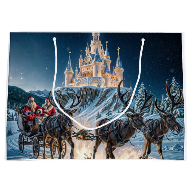 Grand Sac Cadeau Livraison du château magique de père Noël (Devant)