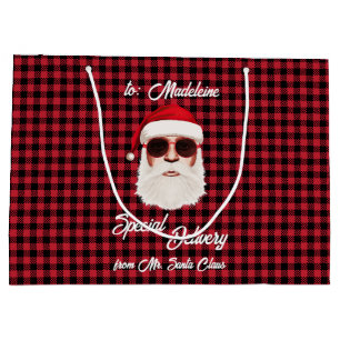 Grand Sac Cadeau Livraison spéciale amusante Père Noël Red Black Bu
