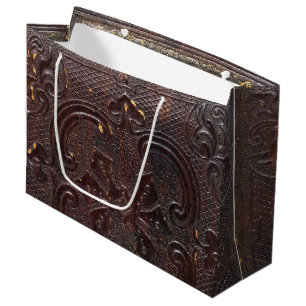 Grand Sac Cadeau Livre en cuir ancien déchu