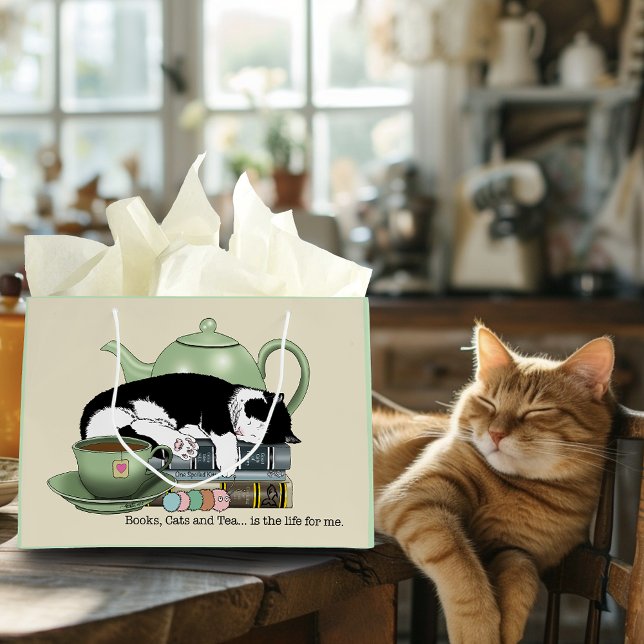 Grand Sac Cadeau Livres Cat Tea mignon (Créateur téléchargé)
