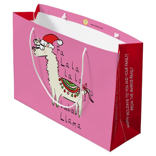 Grand Sac Cadeau Llama Cute Drôle Noël Vacances (Dos Angle)