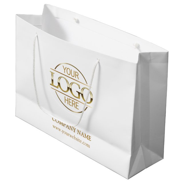 Grand Sac Cadeau Logo commercial de marque White Gold Promotionnels (Devant Angle)