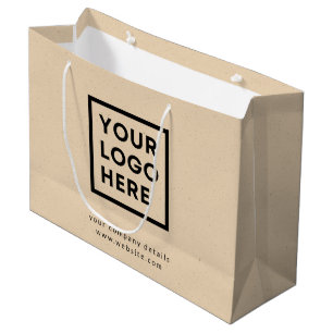 Grand Sac Cadeau Logo de l'entreprise Rustic Kraft Professional Mod