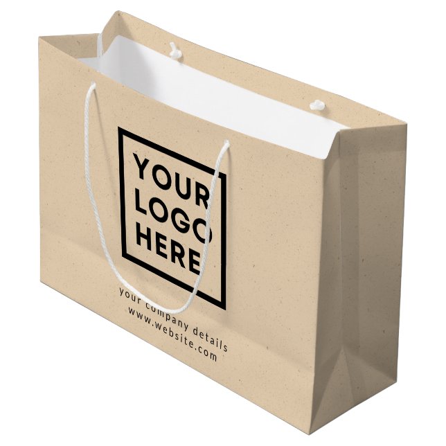 Grand Sac Cadeau Logo de l'entreprise Rustic Kraft Professional Mod (Devant Angle)