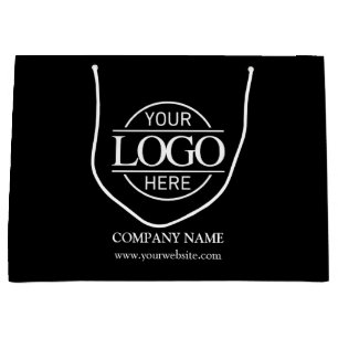Grand Sac Cadeau Logo d'entreprise en noir et blanc de marque promo