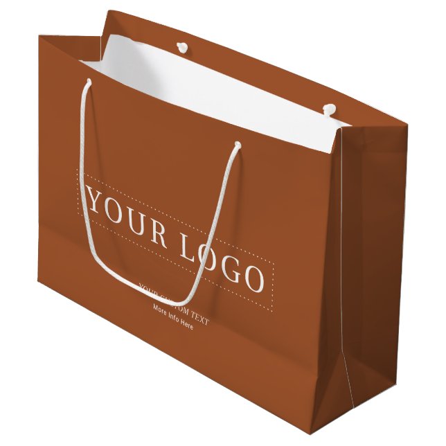 Grand Sac Cadeau Logo d'entreprise minimaliste simple en terre cuit (Devant Angle)