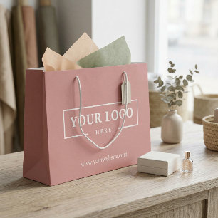 Grand Sac Cadeau Logo d'entreprise personnalisé Rose pour promotion