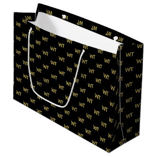 Grand Sac Cadeau Logo des initiales en or noir personnalisées