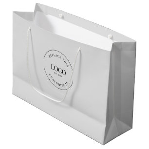Grand Sac Cadeau Logo et site web gris pour entreprise sur mesure
