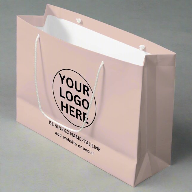 Grand Sac Cadeau Logo et texte promotionnels Blush Pink Business (Créateur téléchargé)