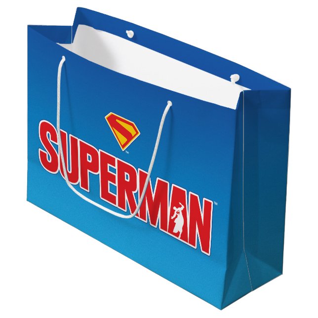 Grand Sac Cadeau Logo gras Superman classique (Devant Angle)