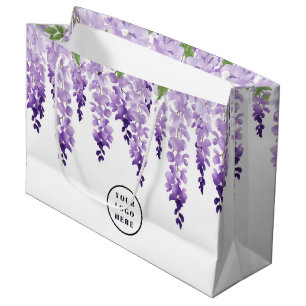 Grand Sac Cadeau Logo personnalisé aquarelle Wisteria   Entreprise