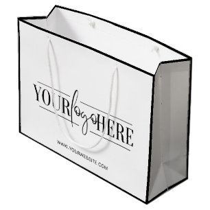 Grand Sac Cadeau Logo Personnalisé Élégant Avec Site Minimaliste