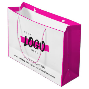 Grand Sac Cadeau Logo personnalisé Motif Texte promotionnel rose