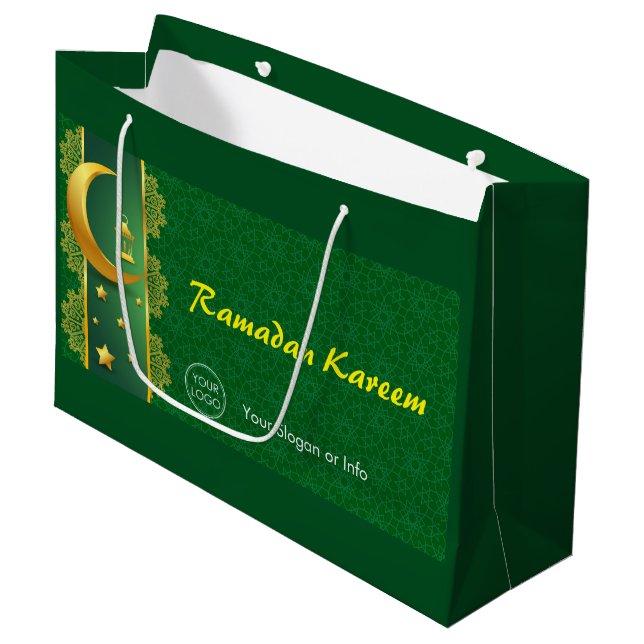 Grand Sac Cadeau Logo personnalisé ou texte Ramadan | EID (Devant Angle)